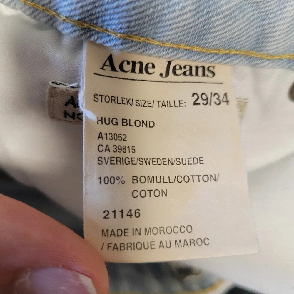 Acne Jeans Light Bleach Wash Slim Denim Trousers Made in Italy 31x31 - Picture 11 of 12